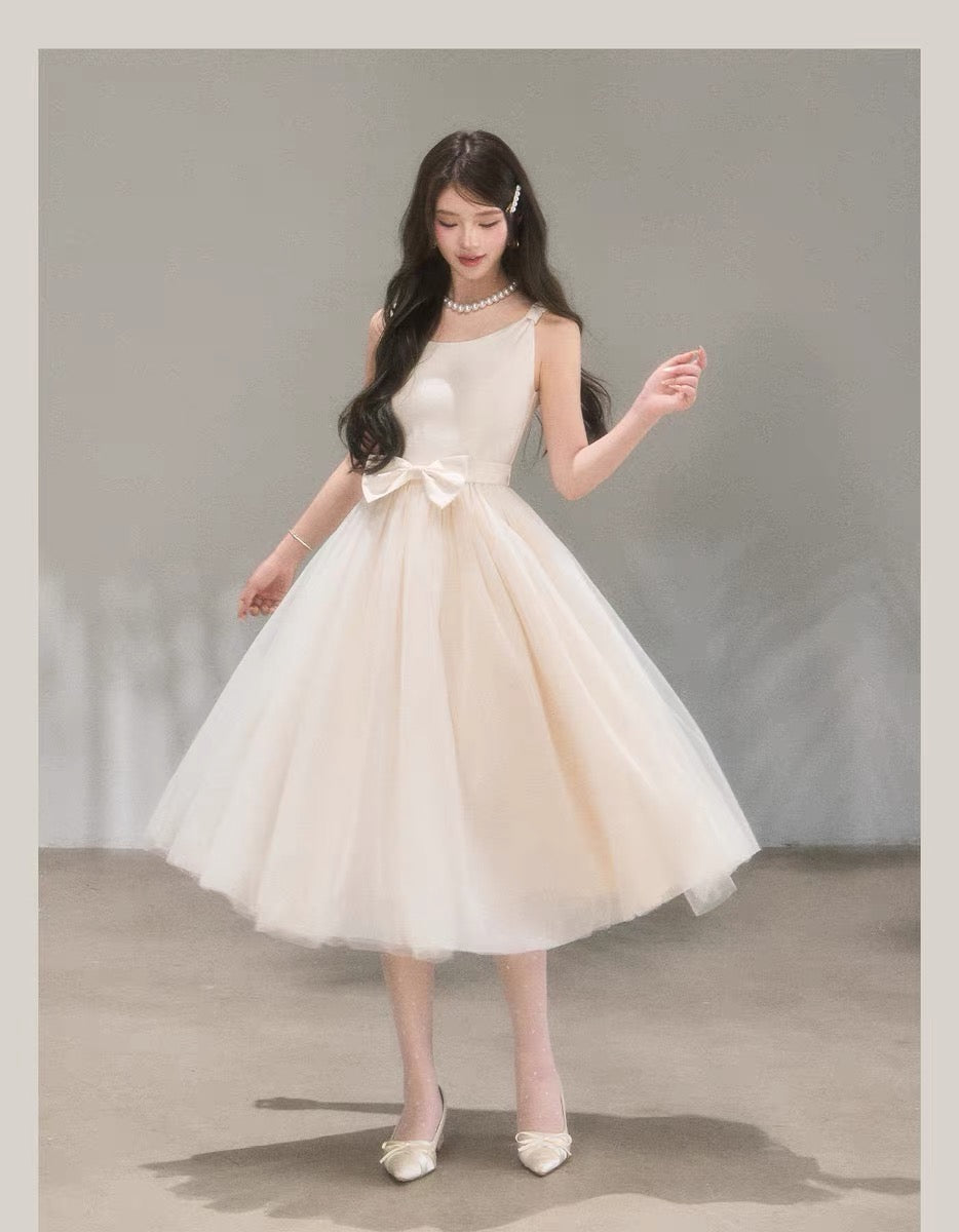 【dress】リボンチュールドッキングワンピース　N3711