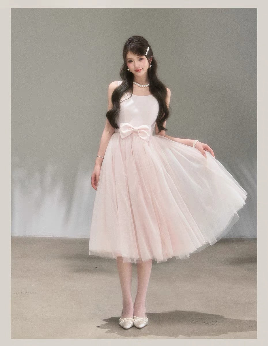 【dress】リボンチュールドッキングワンピース　N3711