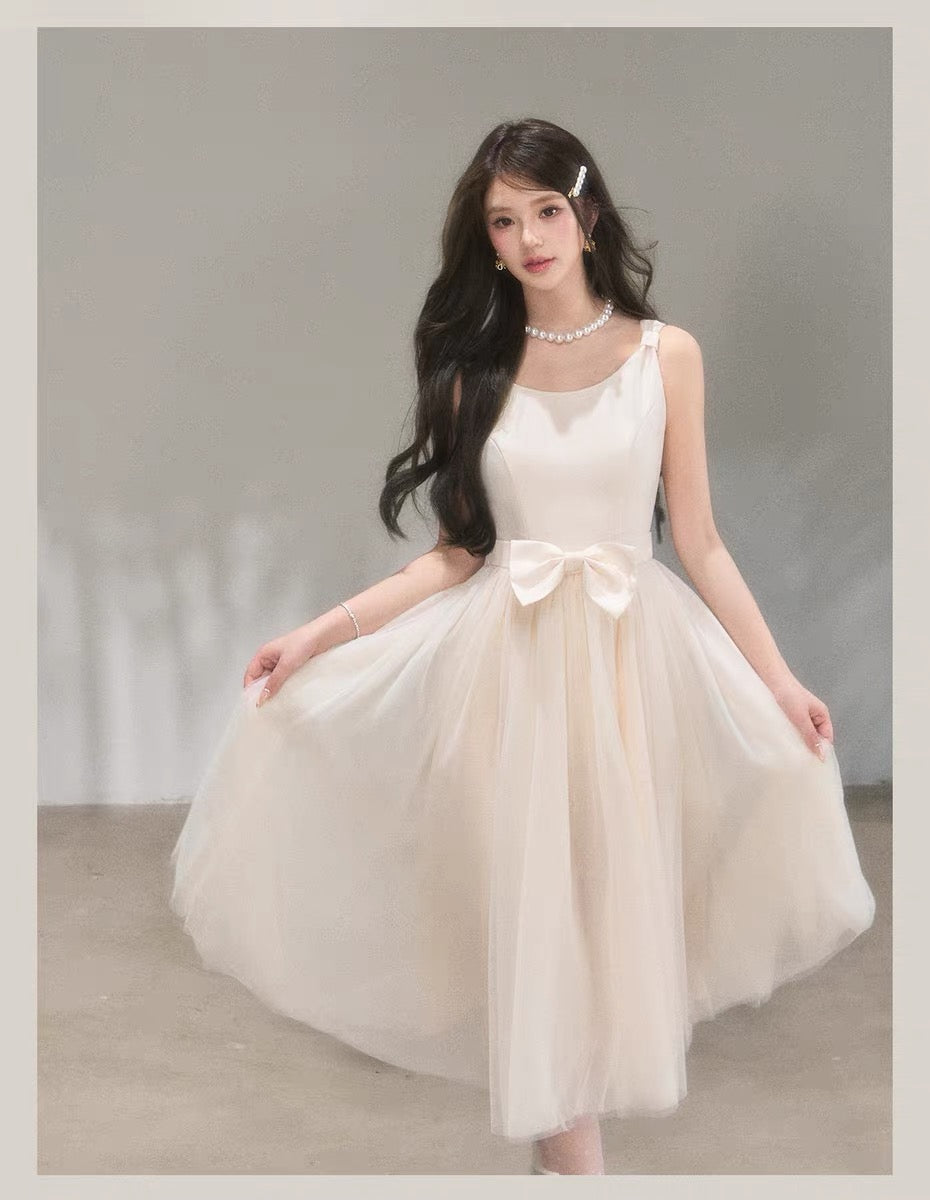 【dress】リボンチュールドッキングワンピース　N3711