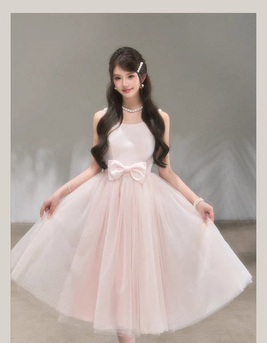 【dress】リボンチュールドッキングワンピース　N3711