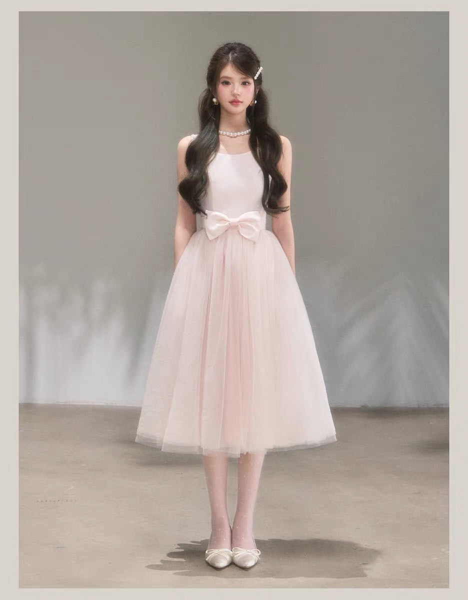【dress】リボンチュールドッキングワンピース　N3711