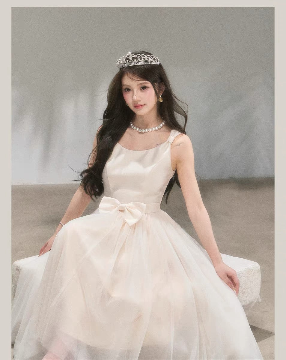 【dress】リボンチュールドッキングワンピース　N3711