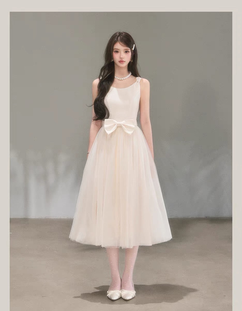【dress】リボンチュールドッキングワンピース　N3711