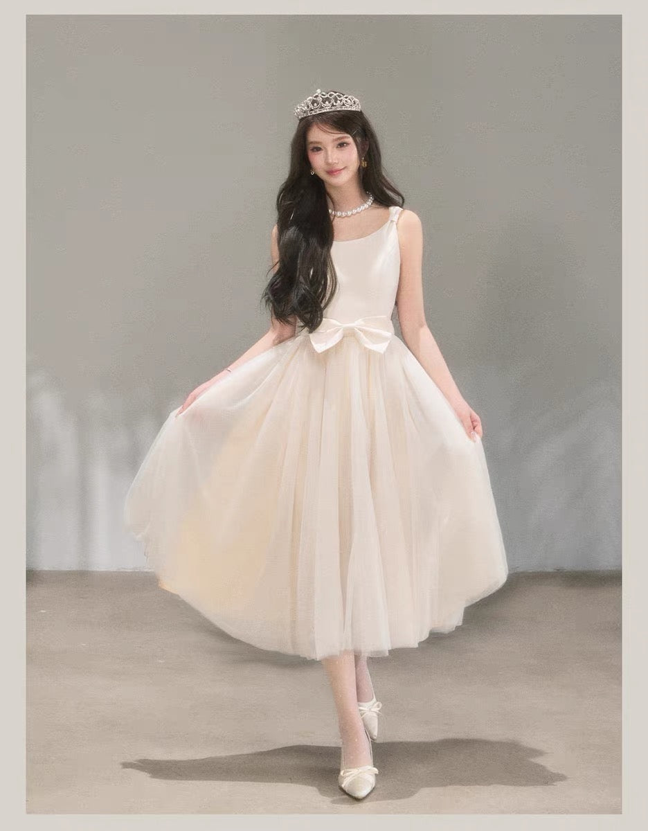 【dress】リボンチュールドッキングワンピース　N3711