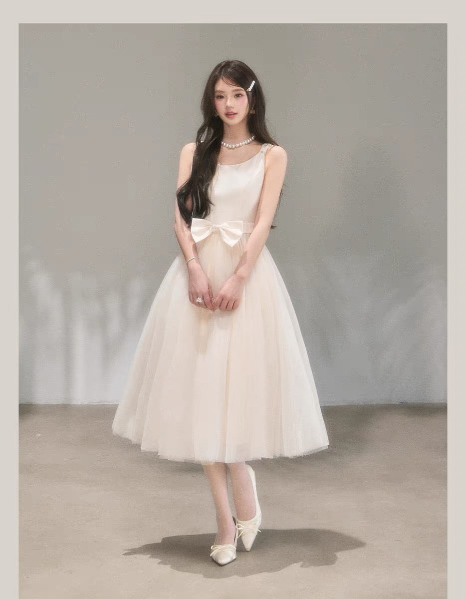 【dress】リボンチュールドッキングワンピース　N3711