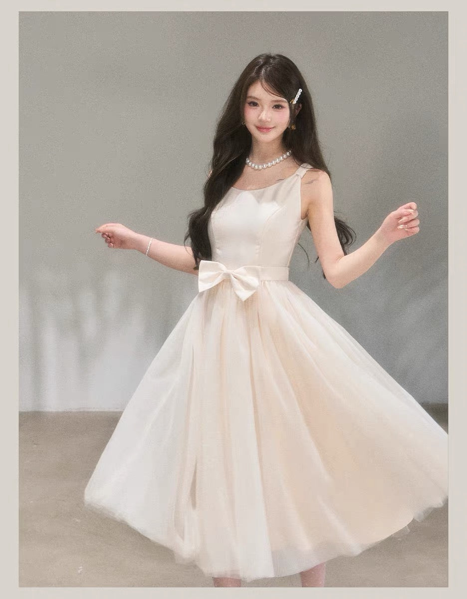 【dress】リボンチュールドッキングワンピース　N3711