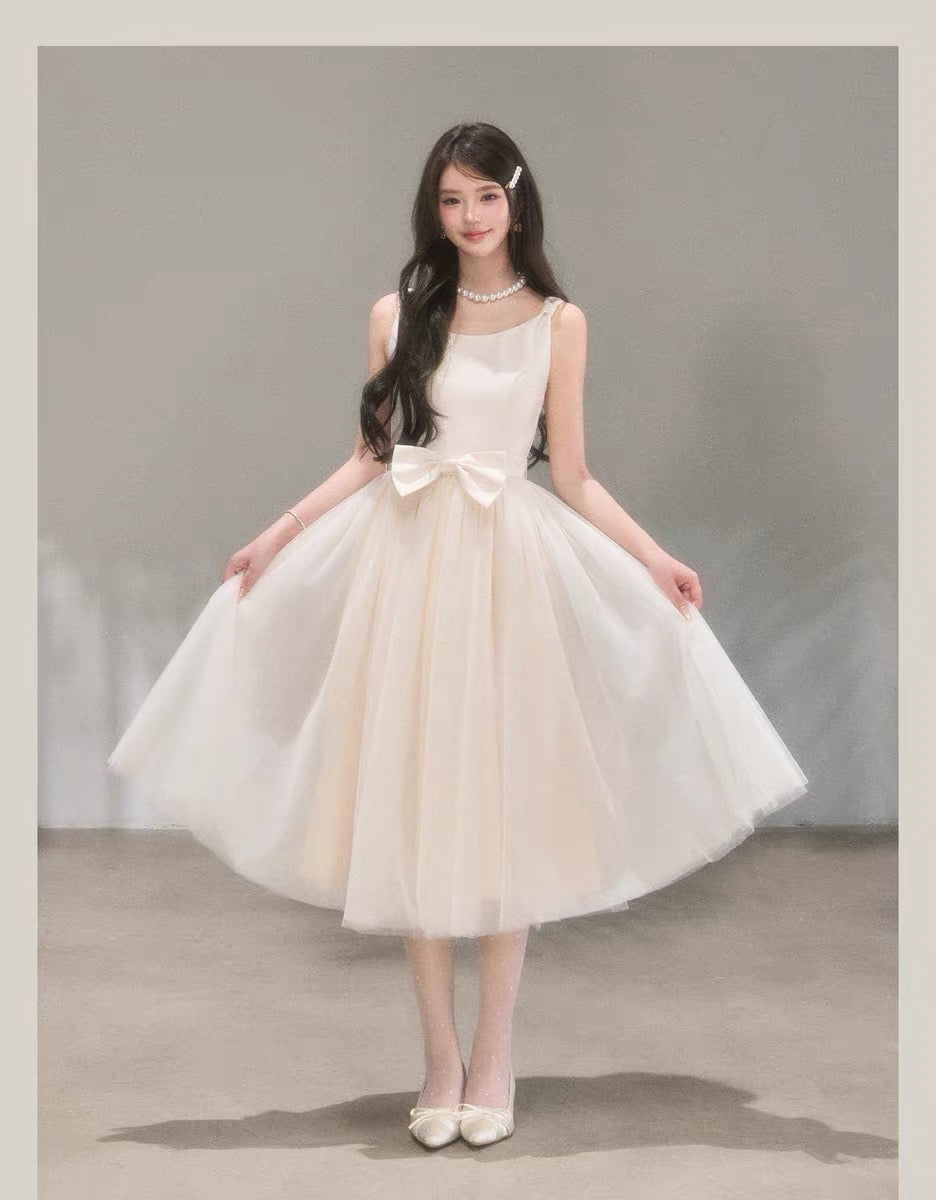 【dress】リボンチュールドッキングワンピース　N3711