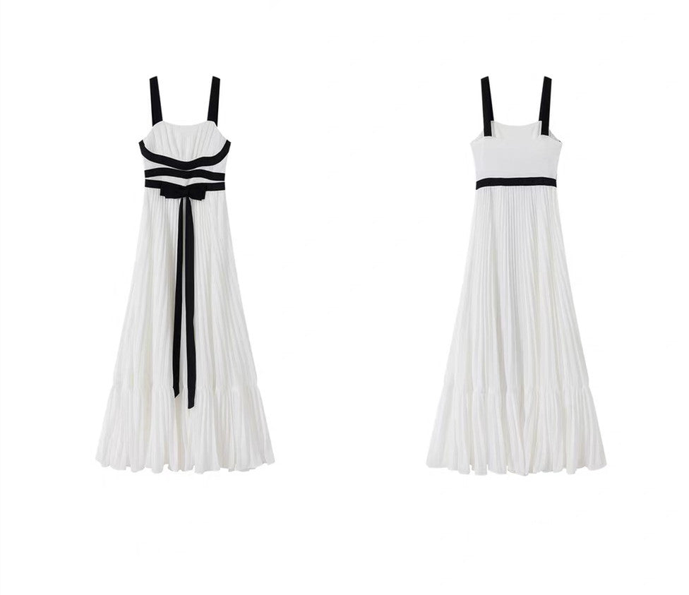 【dress】リボンプリーツロングワンピース　N3712
