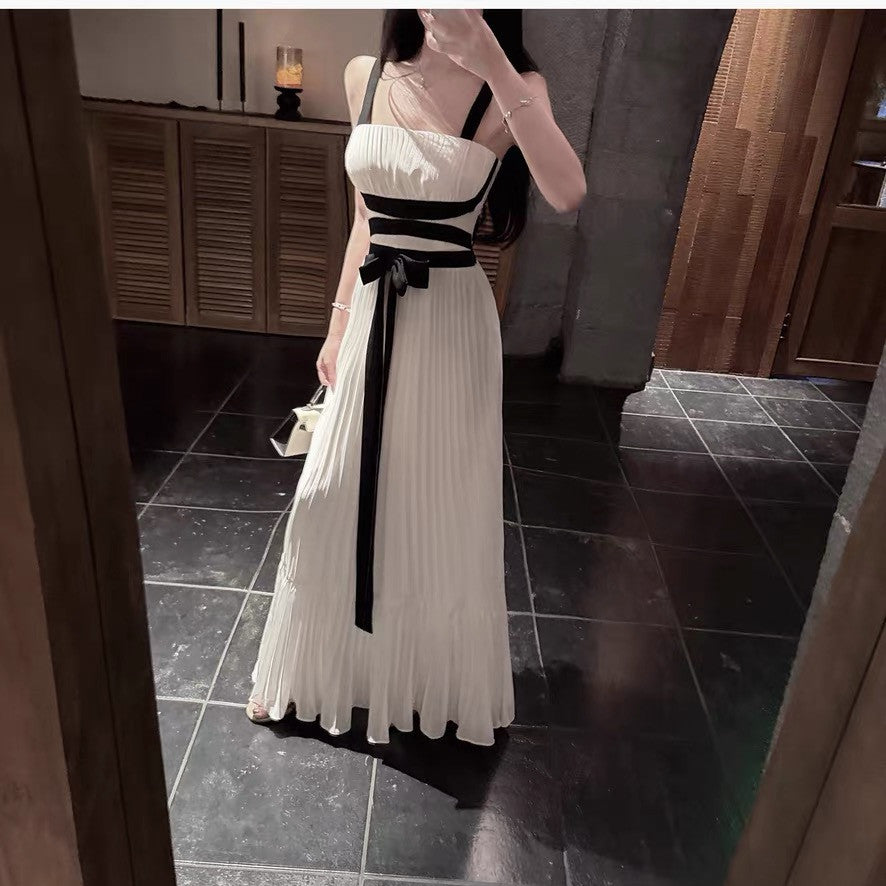 【dress】リボンプリーツロングワンピース　N3712