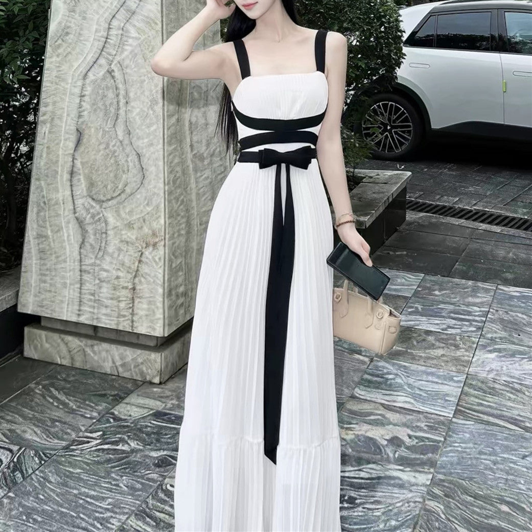 【dress】リボンプリーツロングワンピース　N3712
