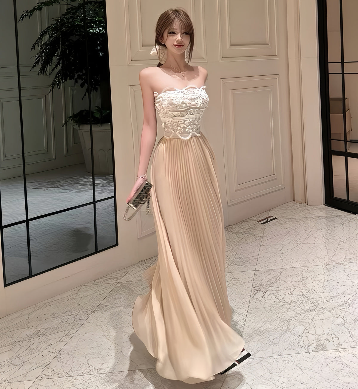 【dress】レースドッキングドレス Q7906