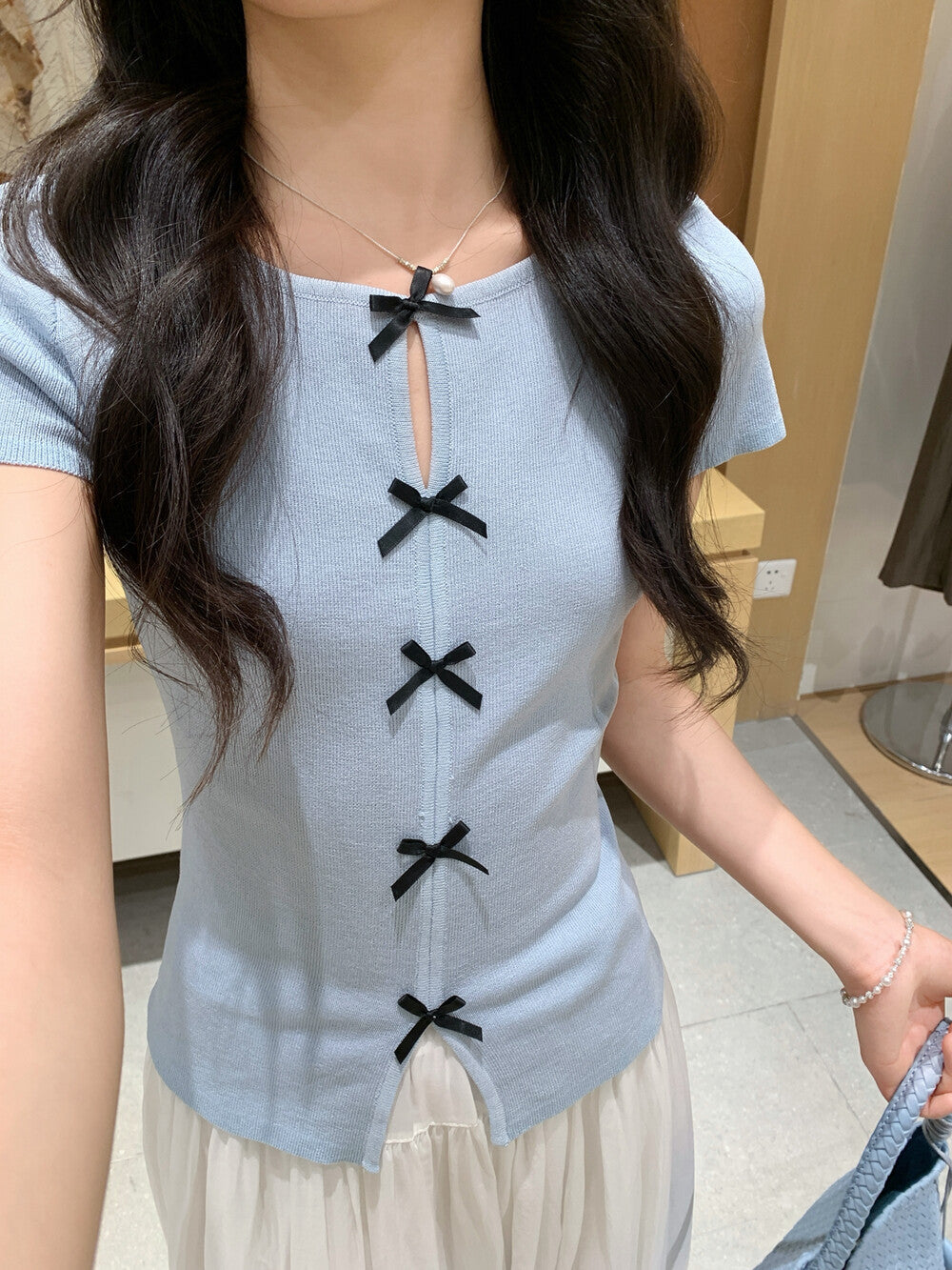 【tops】リボンニットトップス　N3713