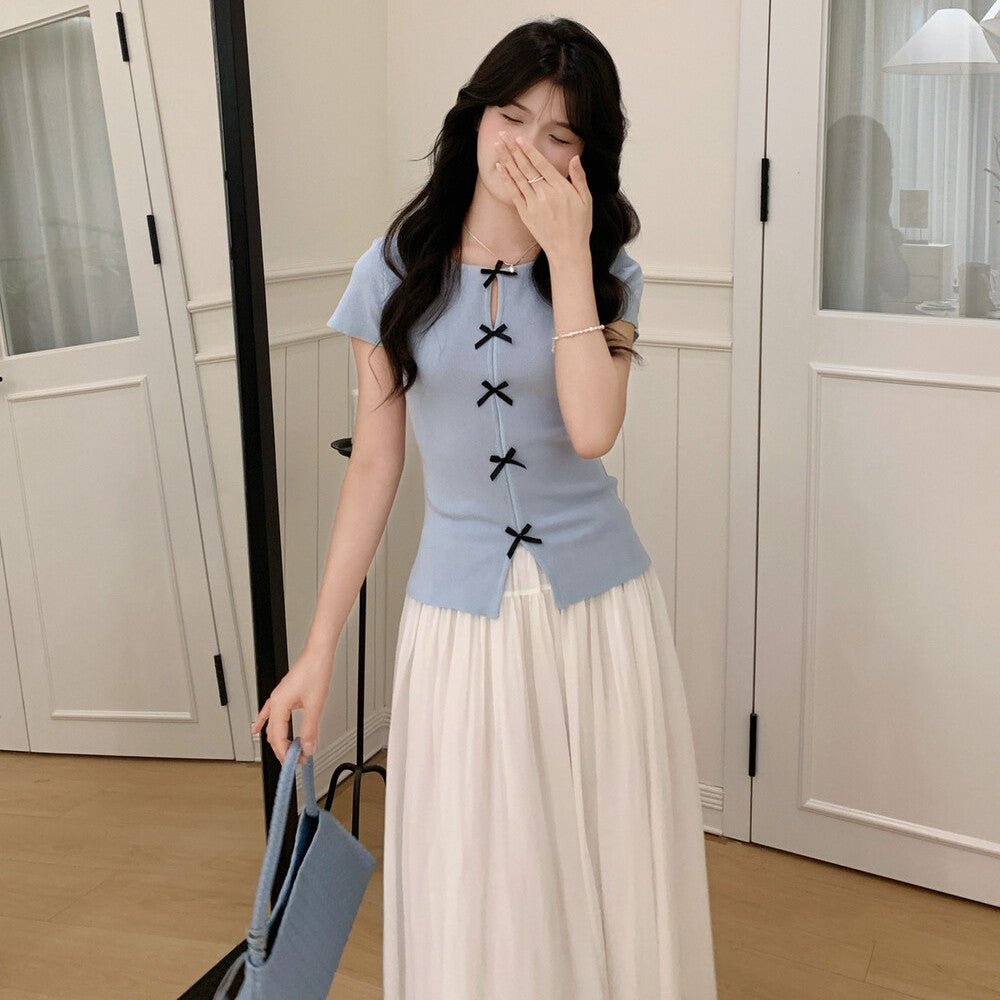【tops】リボンニットトップス　N3713