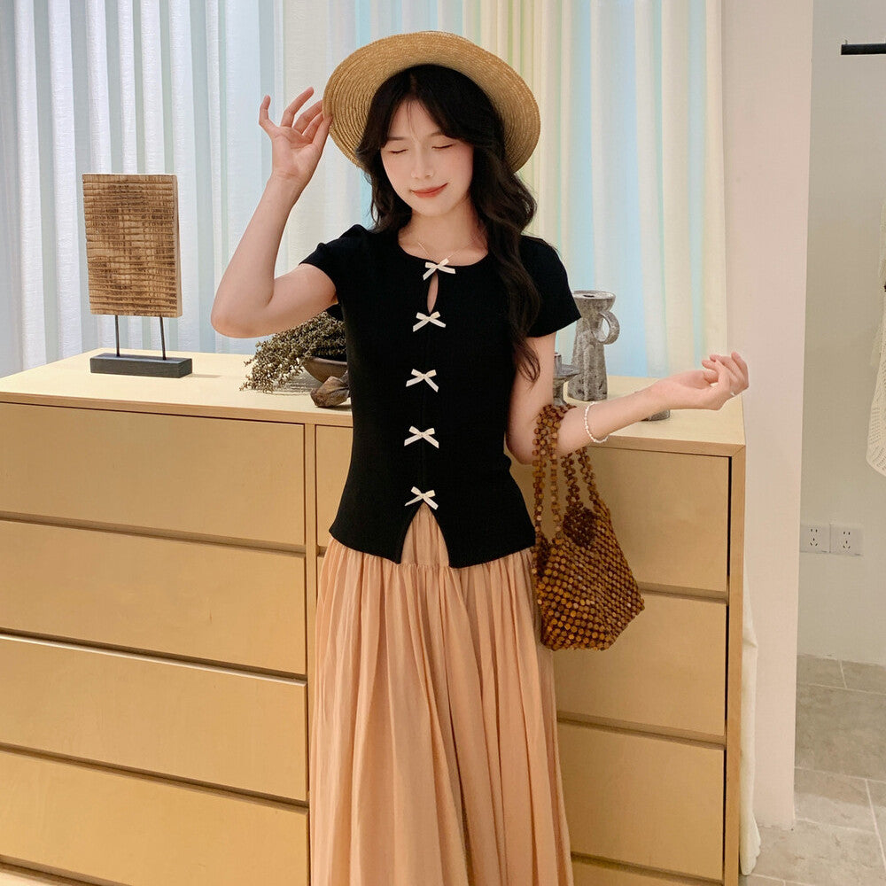 【tops】リボンニットトップス　N3713