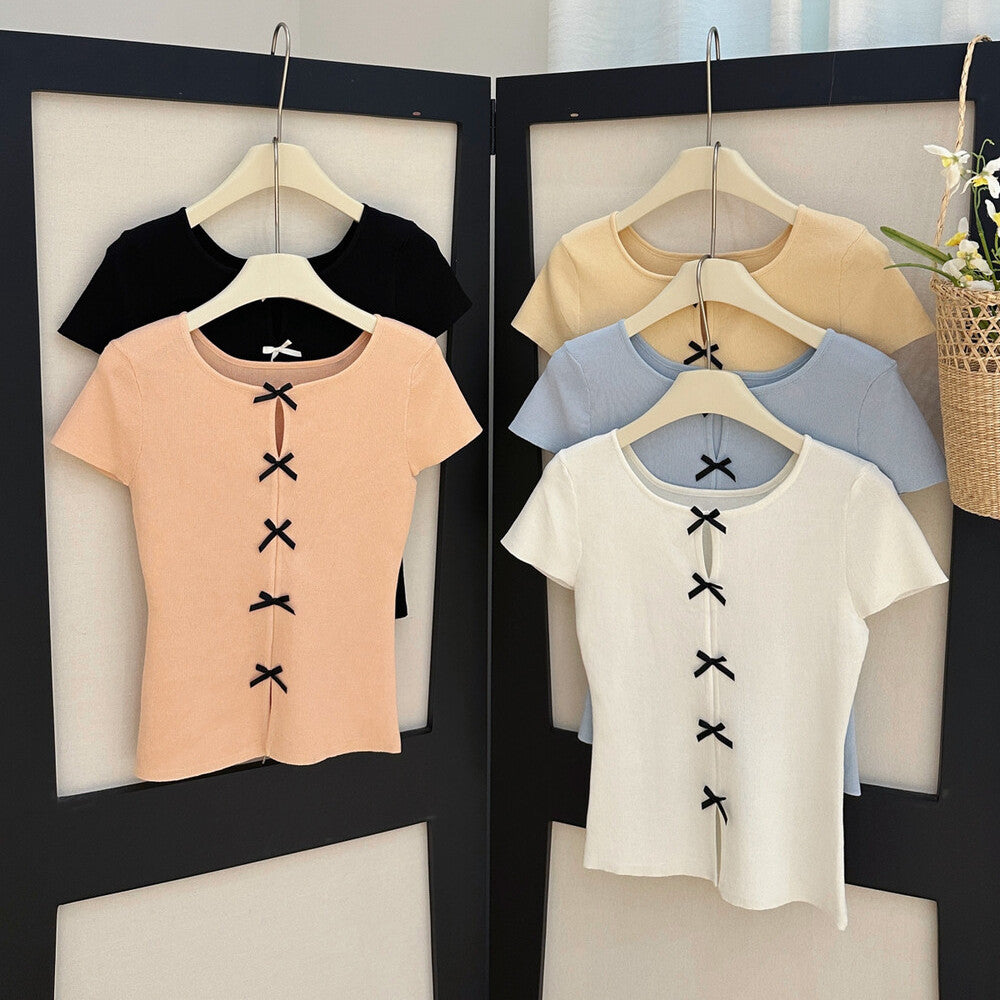 【tops】リボンニットトップス　N3713