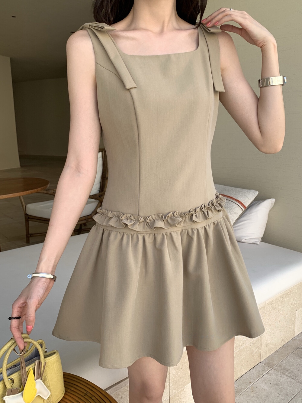 【dress】ショルダーリボンミニワンピース　N3714
