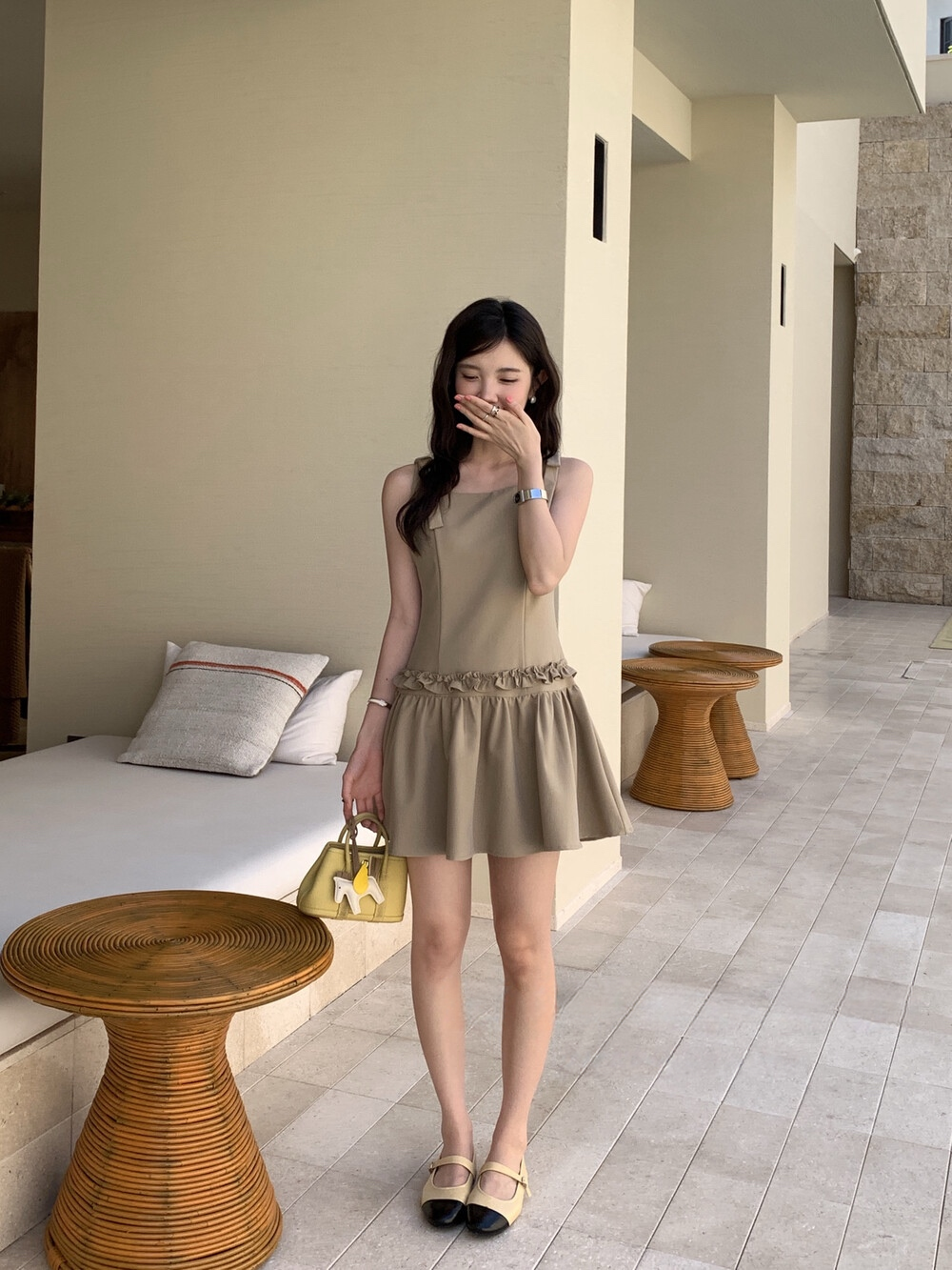 【dress】ショルダーリボンミニワンピース　N3714