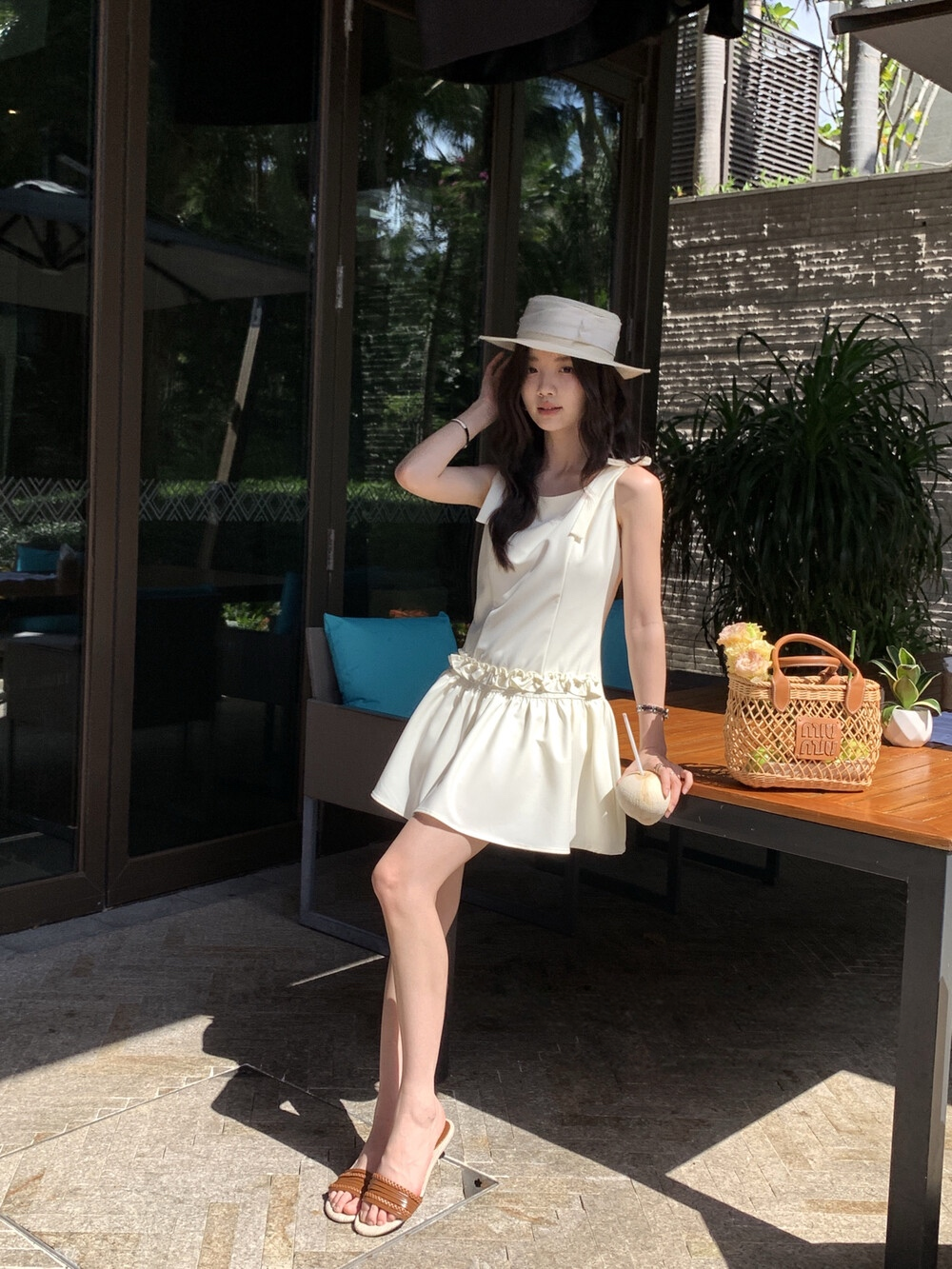 【dress】ショルダーリボンミニワンピース　N3714