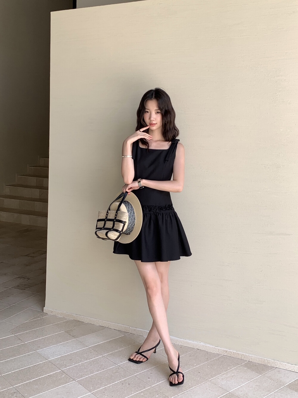 【dress】ショルダーリボンミニワンピース　N3714
