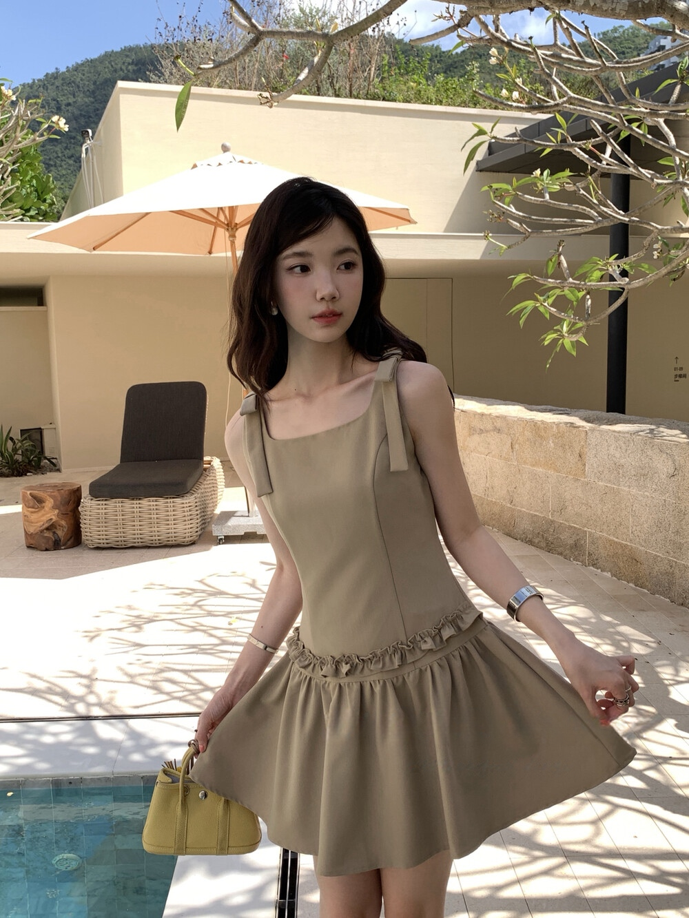【dress】ショルダーリボンミニワンピース　N3714
