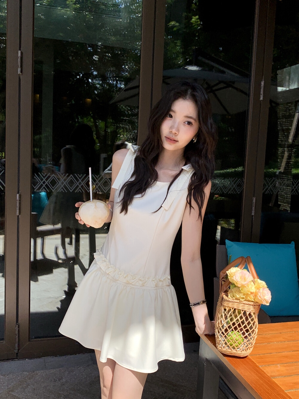 【dress】ショルダーリボンミニワンピース　N3714