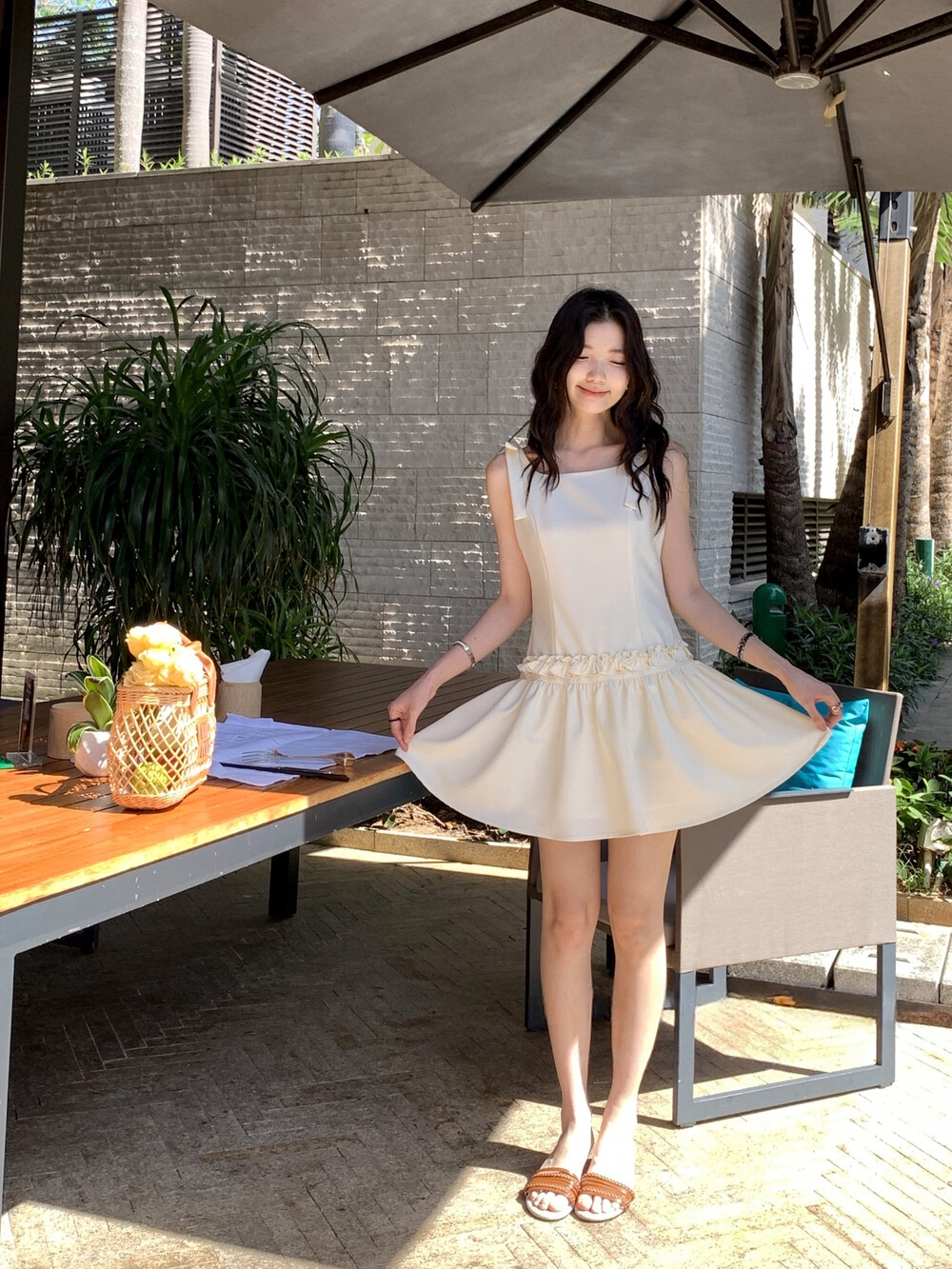 【dress】ショルダーリボンミニワンピース　N3714