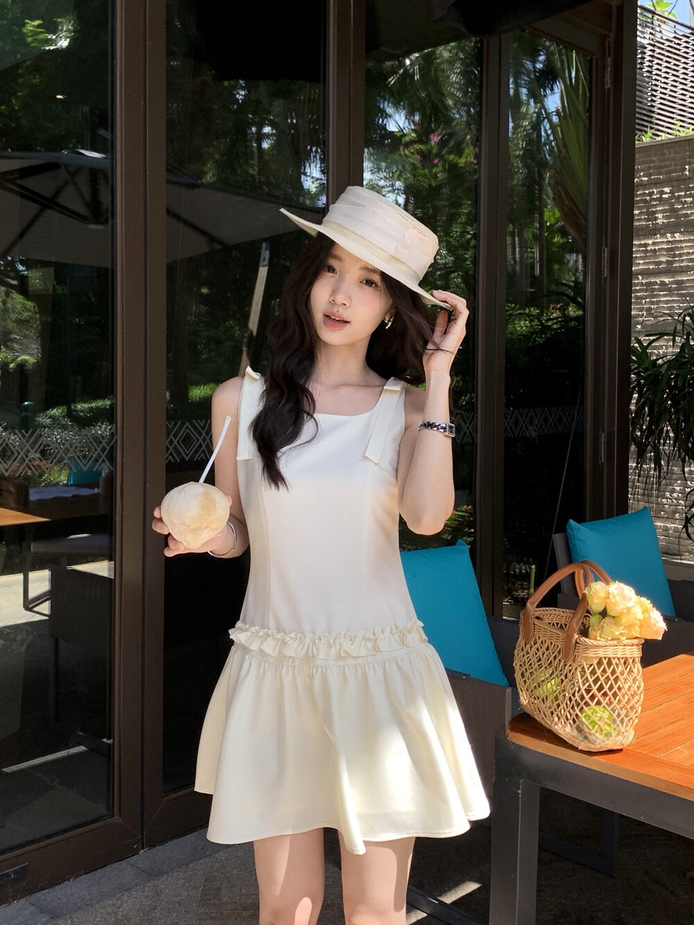 【dress】ショルダーリボンミニワンピース　N3714