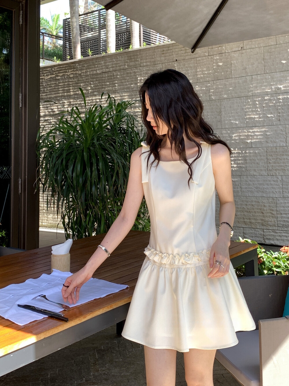 【dress】ショルダーリボンミニワンピース　N3714