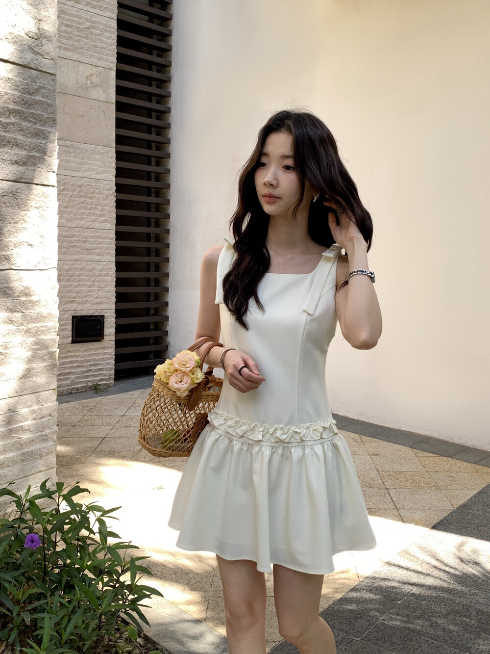 【dress】ショルダーリボンミニワンピース　N3714