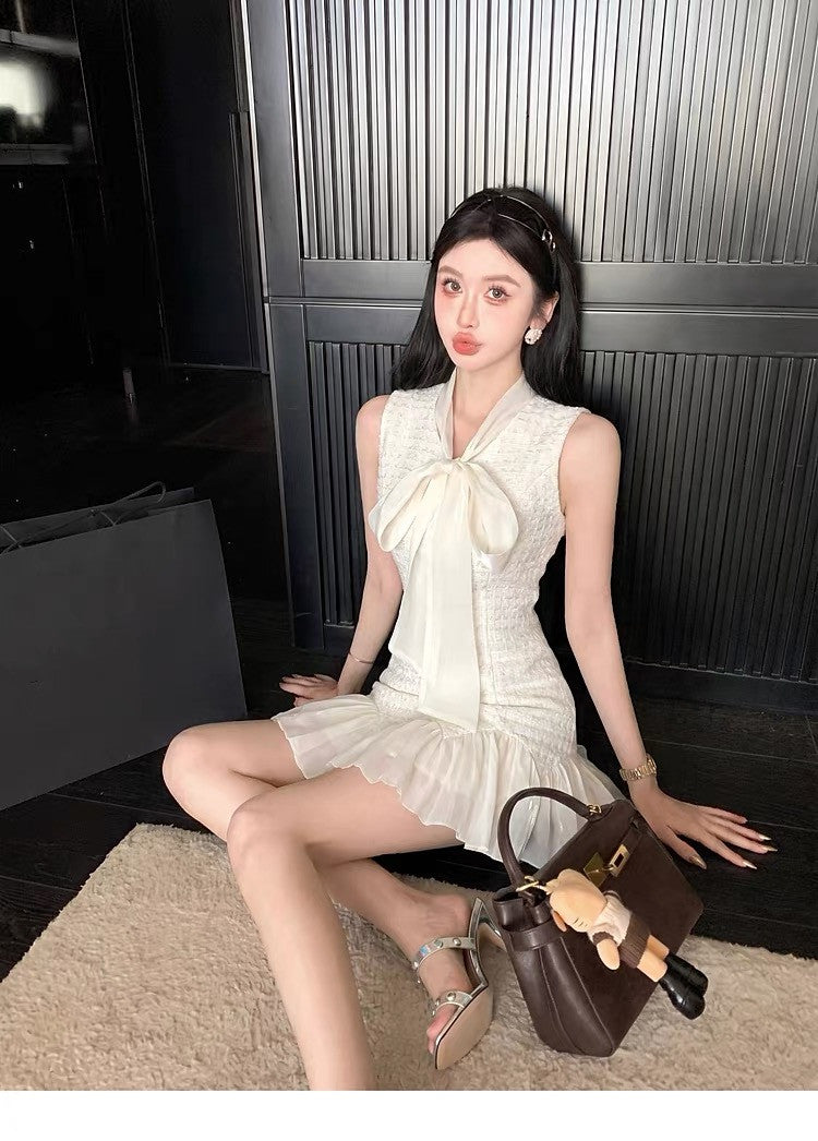 【dress】リボンドッキングツイードミニワンピース　N3716