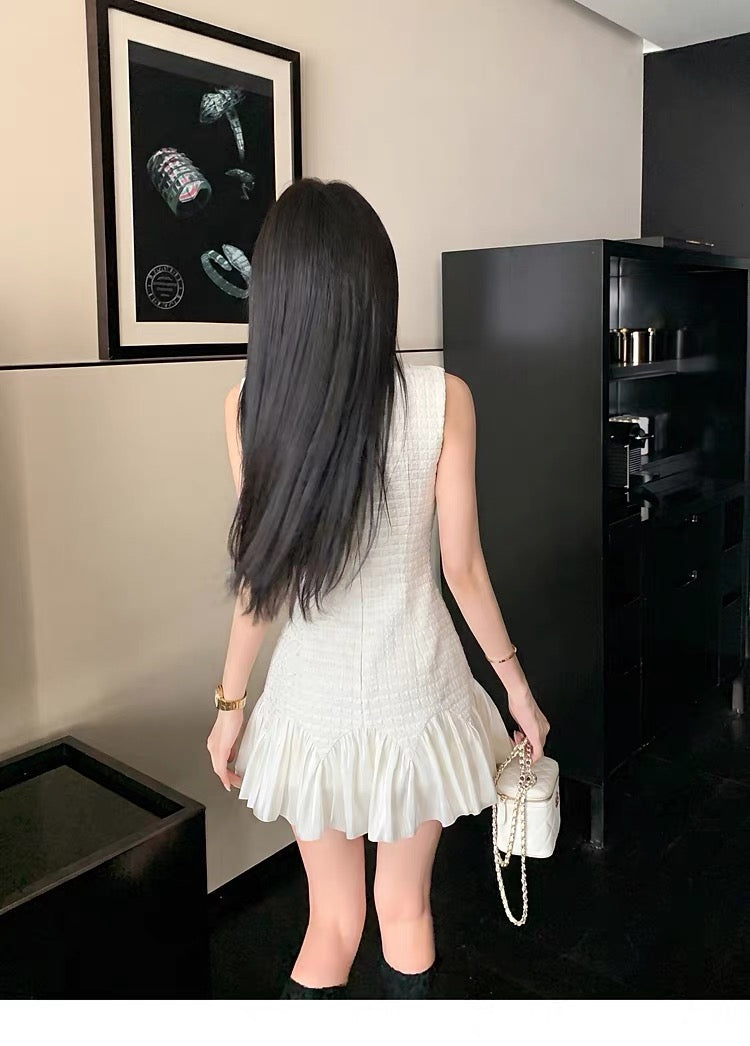 【dress】リボンドッキングツイードミニワンピース　N3716