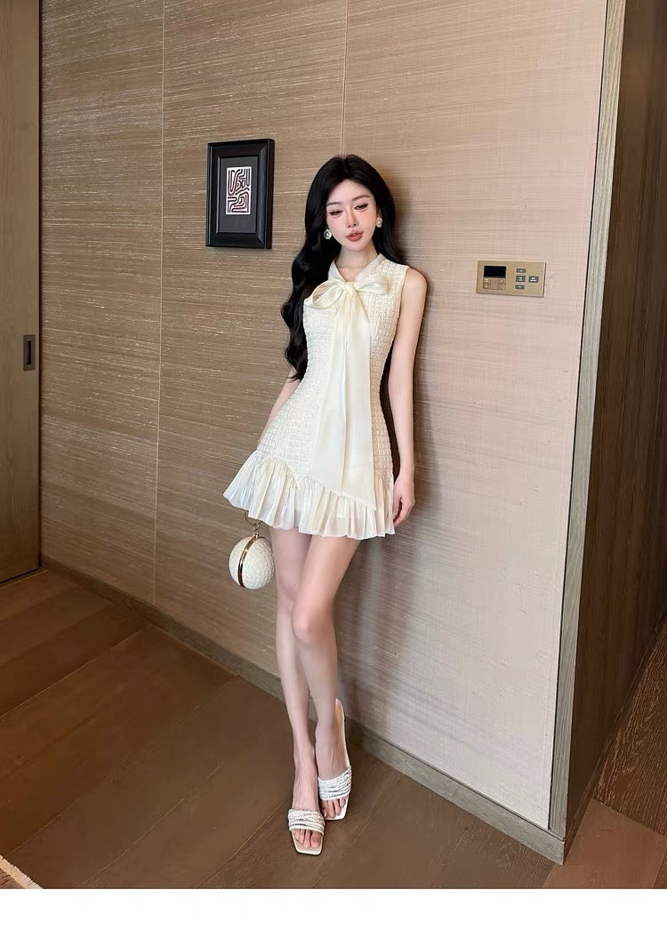 【dress】リボンドッキングツイードミニワンピース　N3716