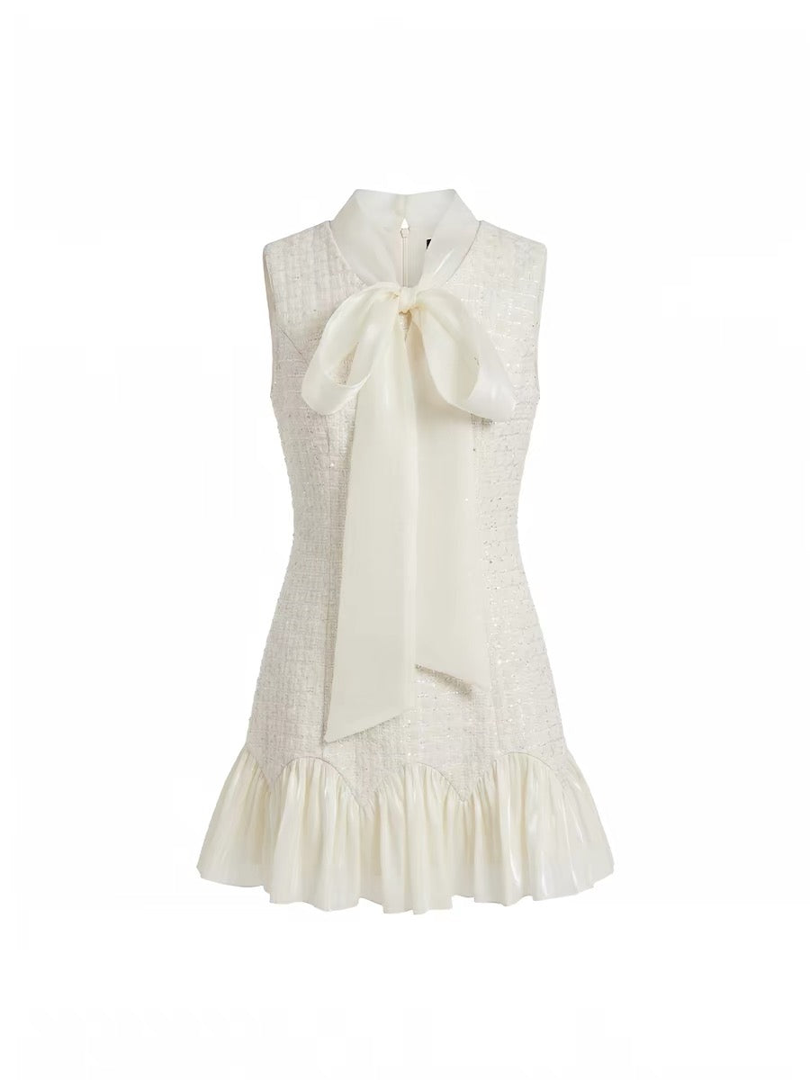 【dress】リボンドッキングツイードミニワンピース　N3716