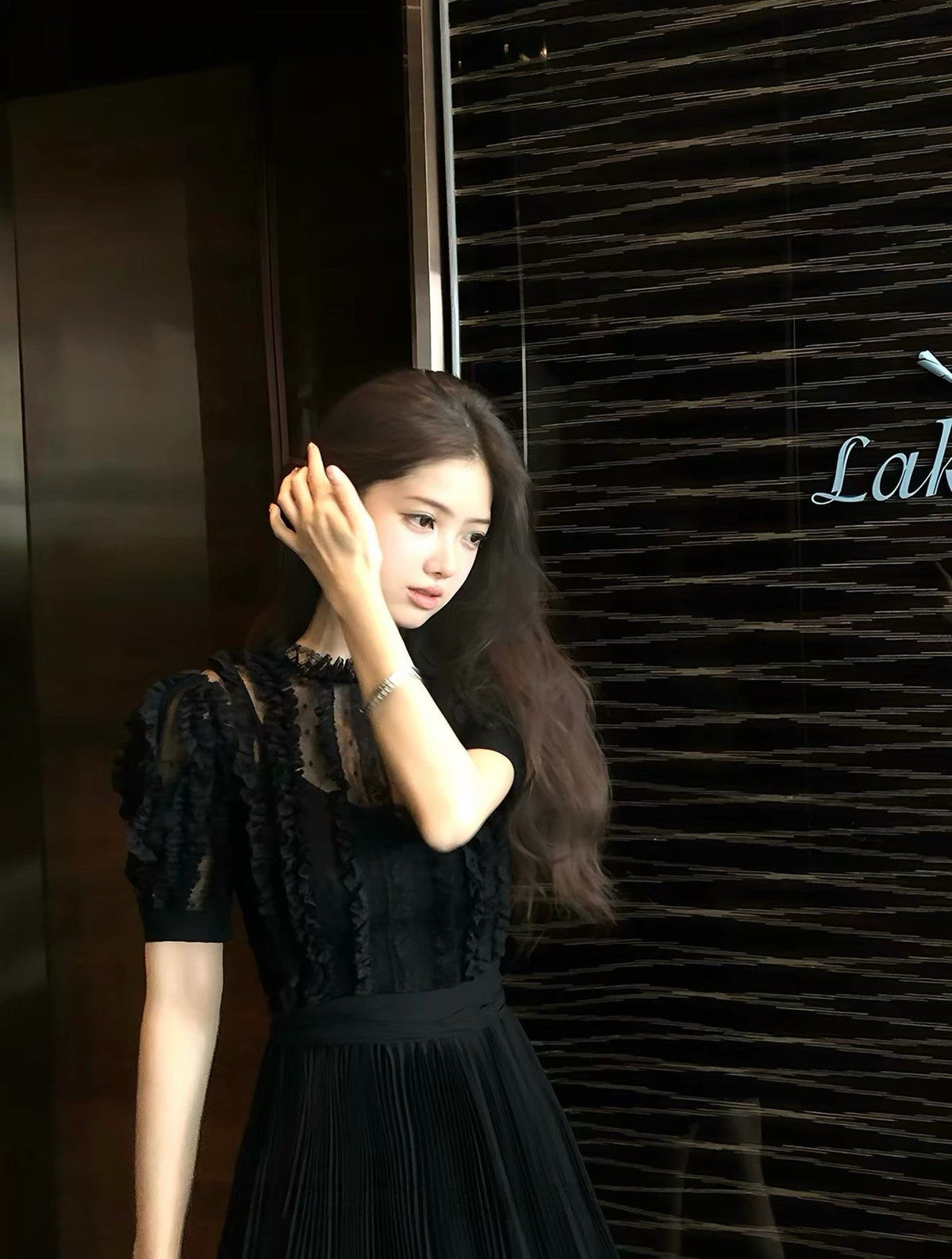 【dress】レースドッキングプリーツミニワンピース  N3717