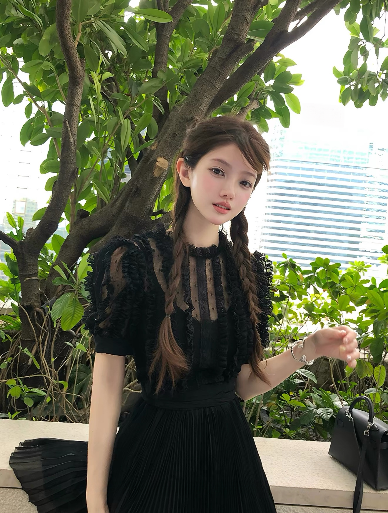 【dress】レースドッキングプリーツミニワンピース  N3717
