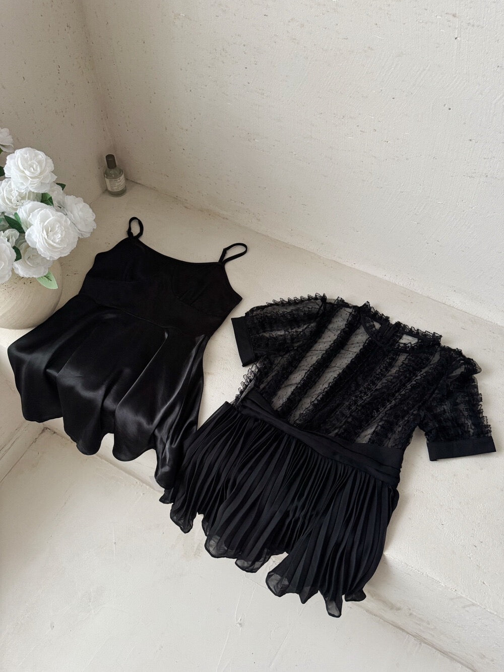 【dress】レースドッキングプリーツミニワンピース  N3717