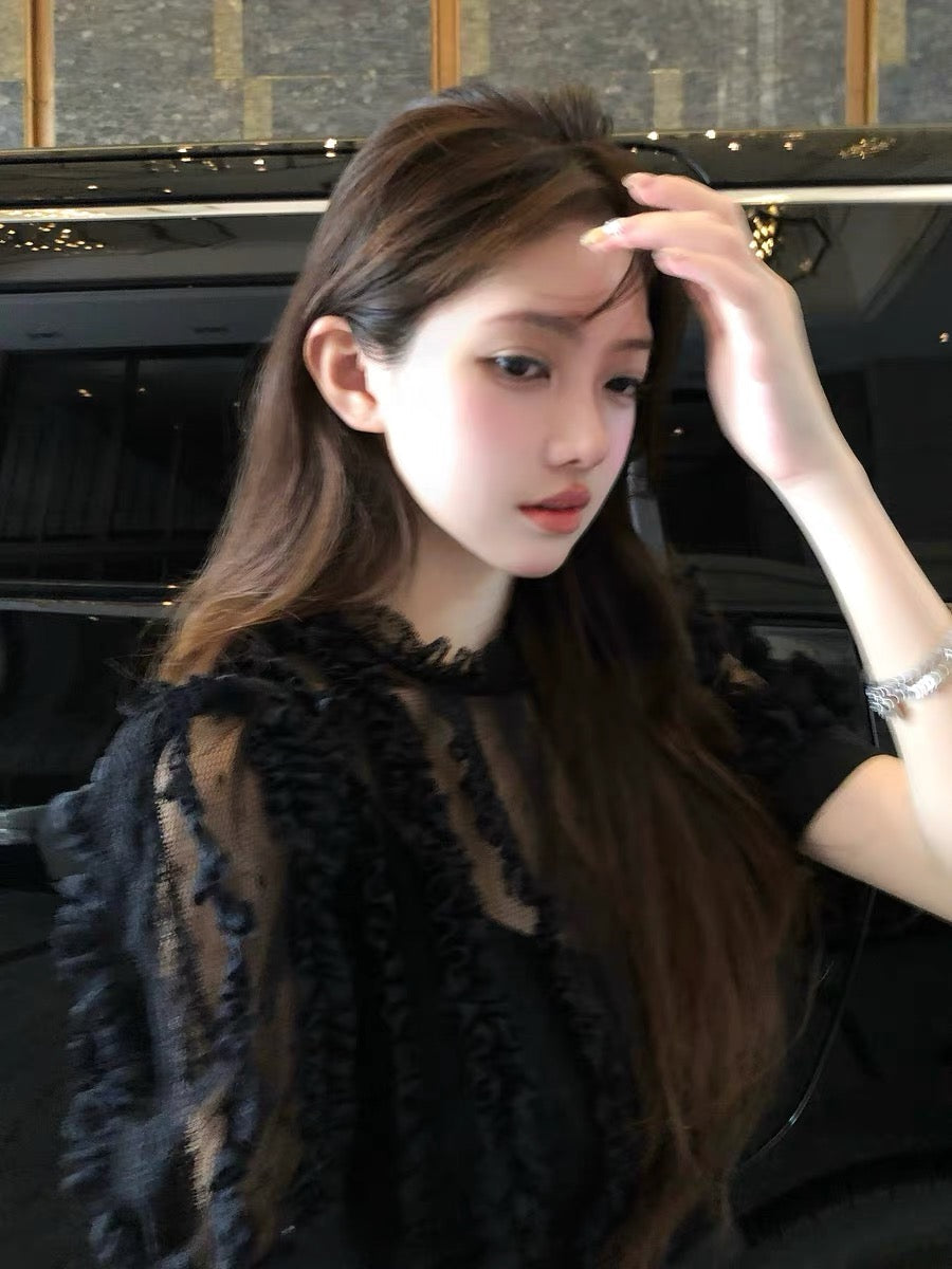【dress】レースドッキングプリーツミニワンピース  N3717