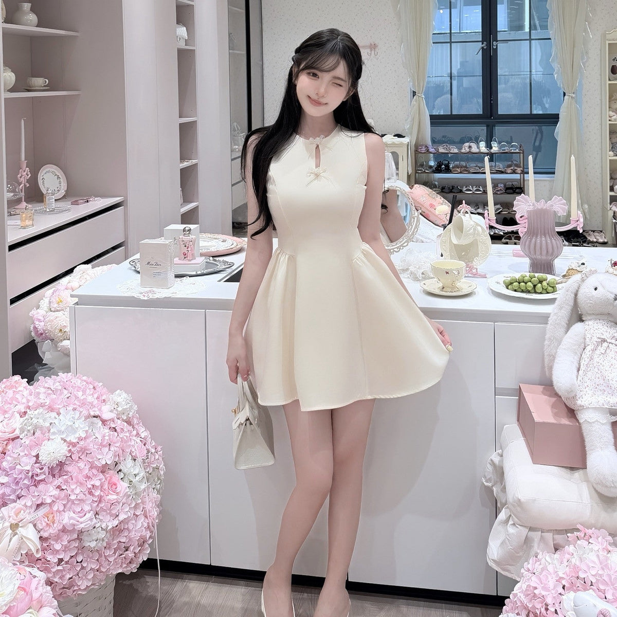 【dress】リボンフレアミニワンピース  N3721