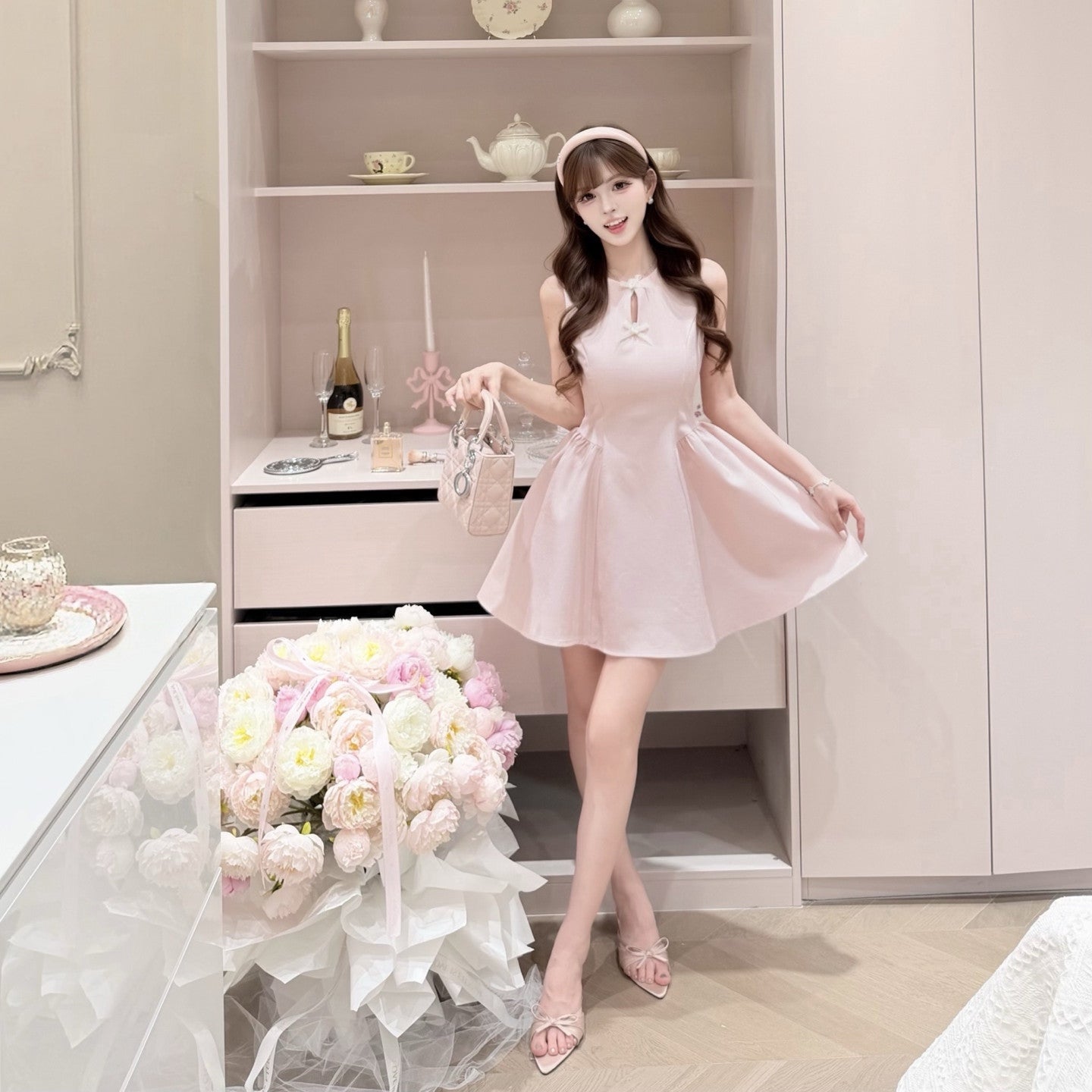 【dress】リボンフレアミニワンピース  N3721