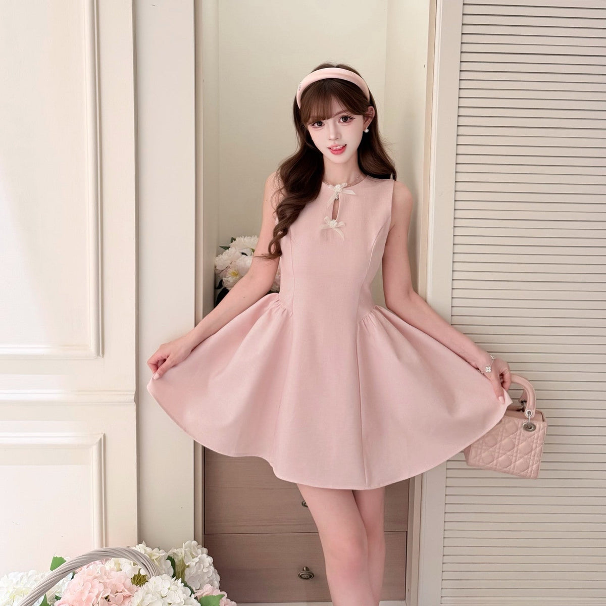 【dress】リボンフレアミニワンピース  N3721