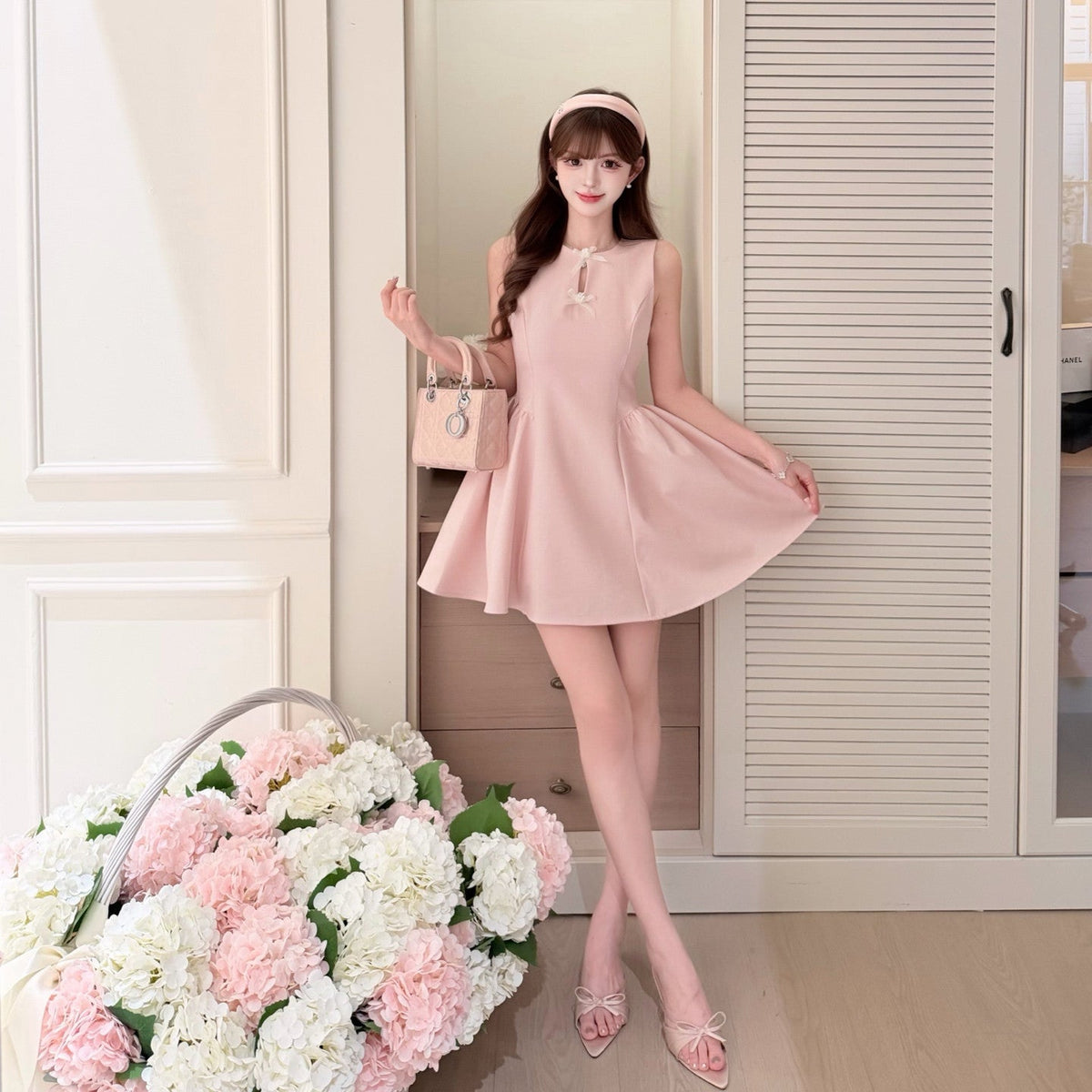 【dress】リボンフレアミニワンピース  N3721