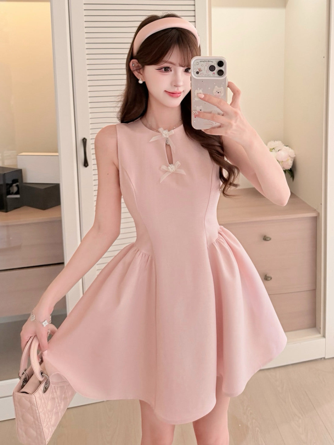 【dress】リボンフレアミニワンピース  N3721