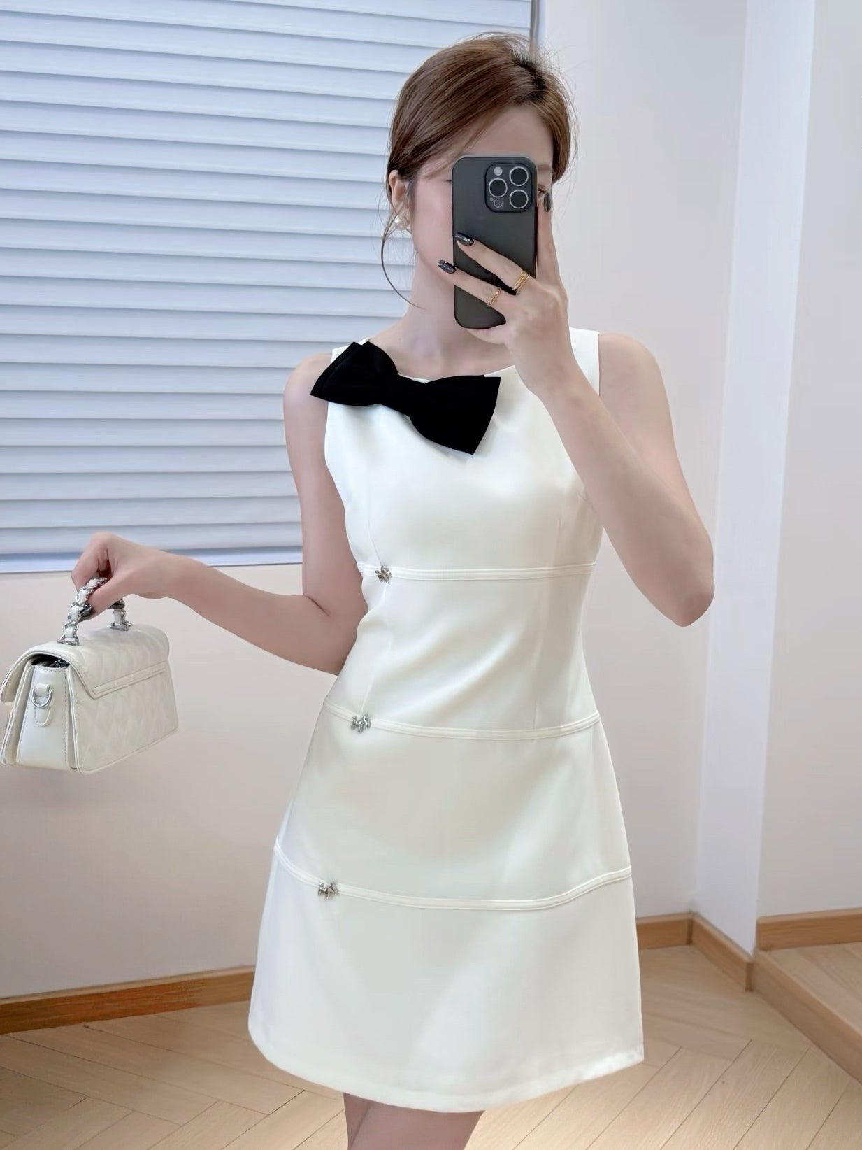 【dress】リボンAラインミニワンピース  N3726