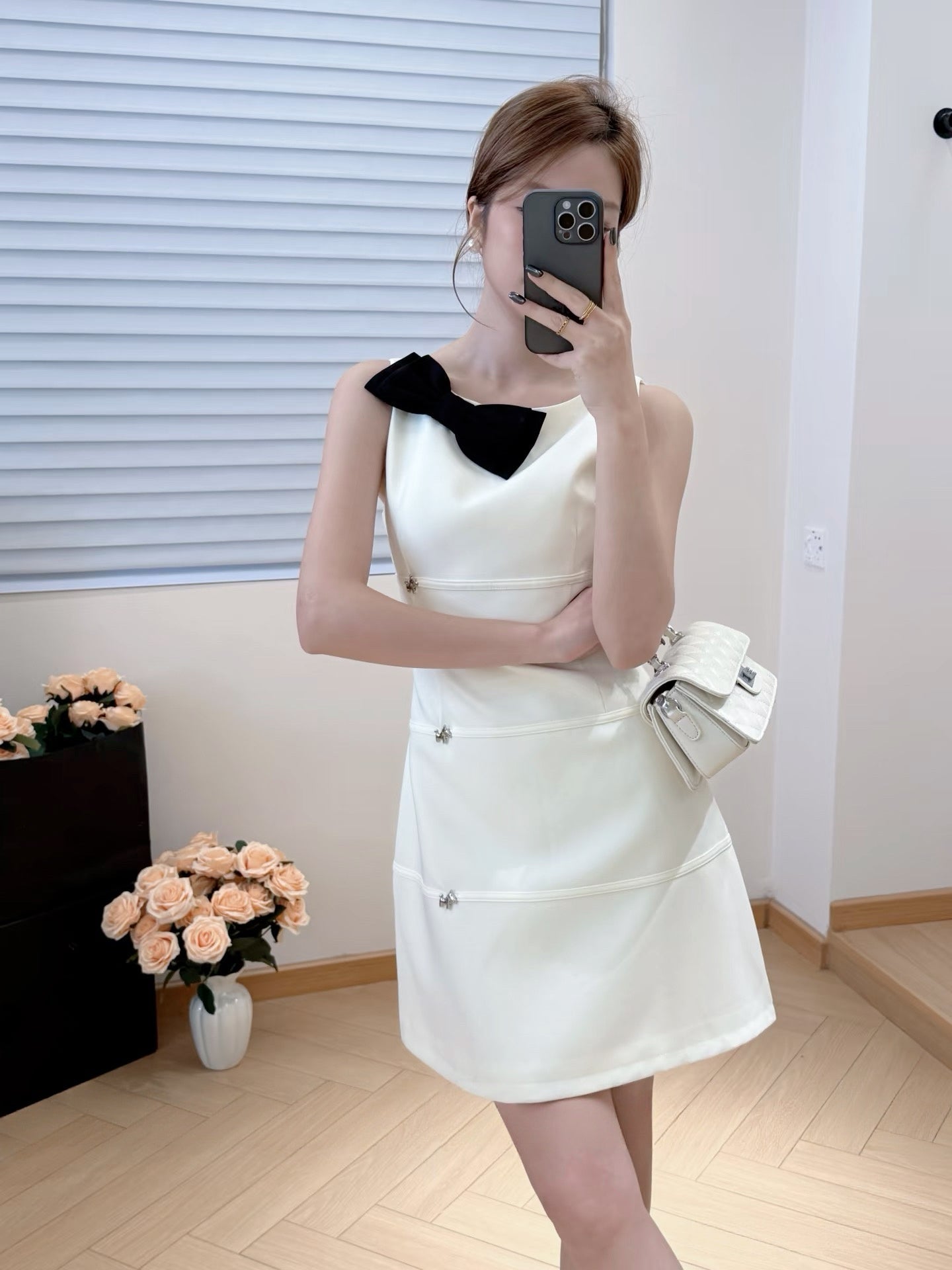 【dress】リボンAラインミニワンピース  N3726