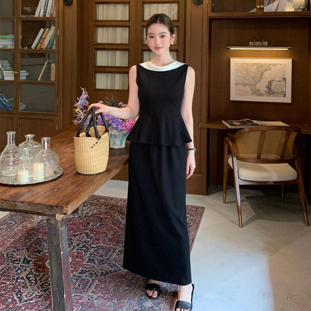 【set】ペプラムトップス×ロングスカートセット   N3727