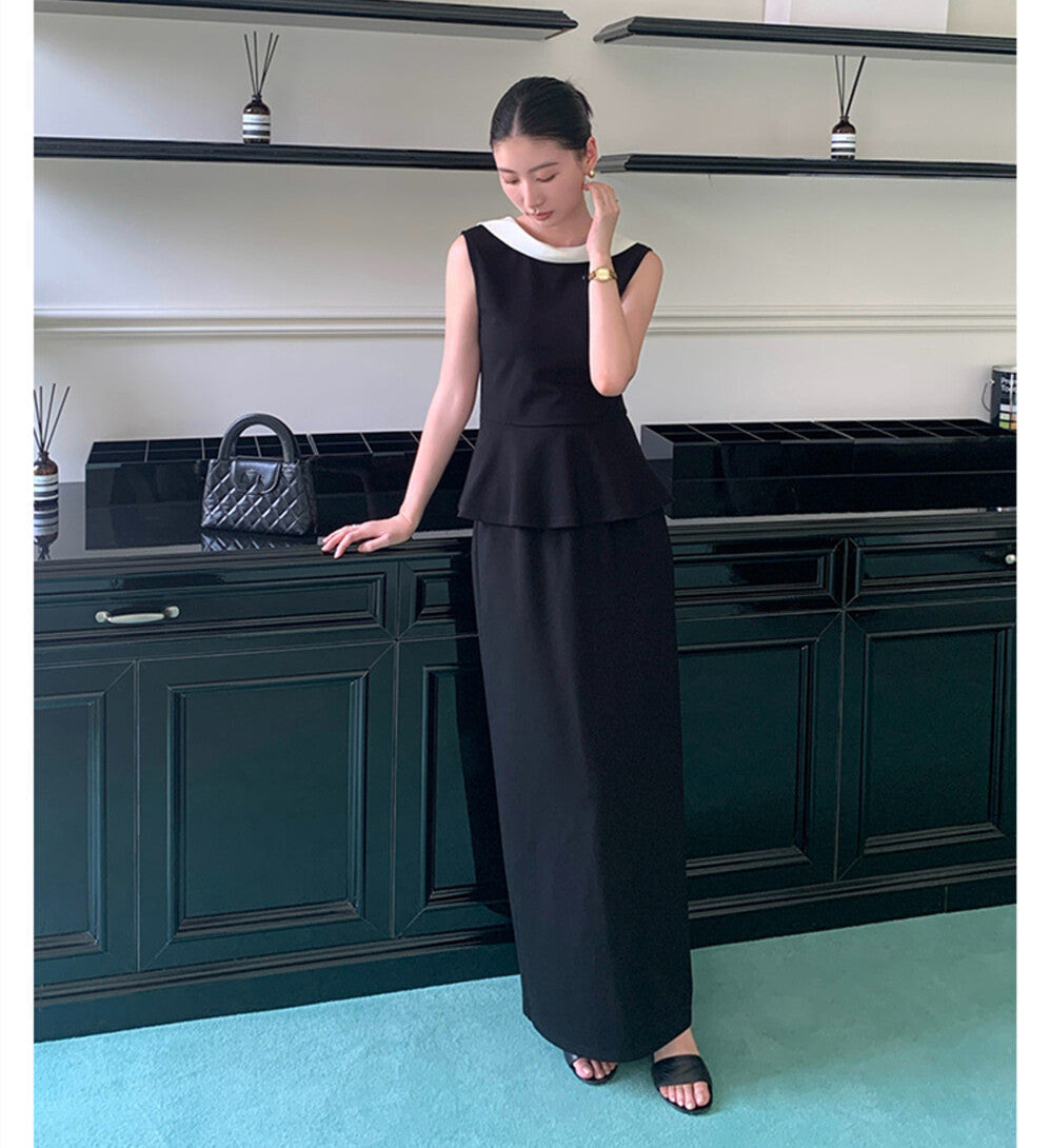 【set】ペプラムトップス×ロングスカートセット   N3727