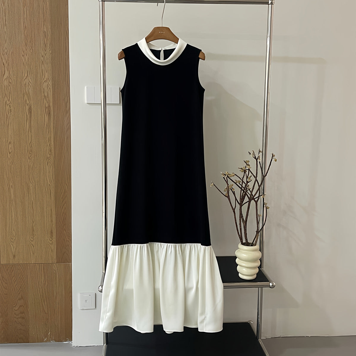 【dress】ドッキングノースリーブロングワンピース  N3728
