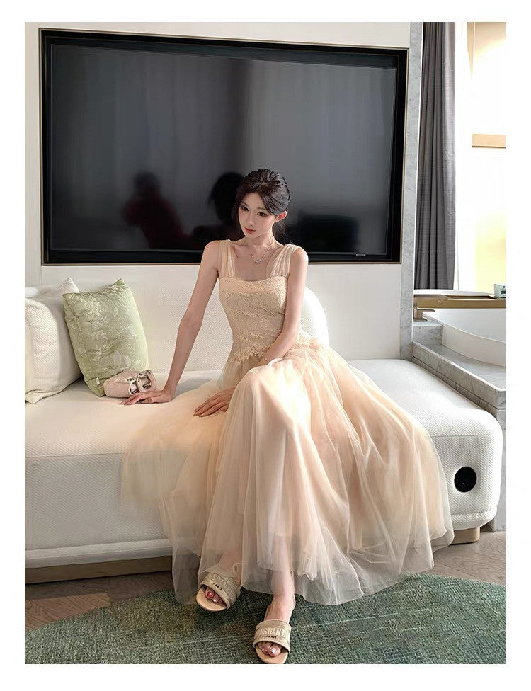 【dress】レースチュールドッキングロングワンピース  N3731