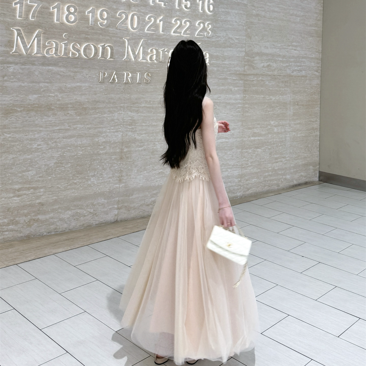 【dress】レースチュールドッキングロングワンピース  N3731