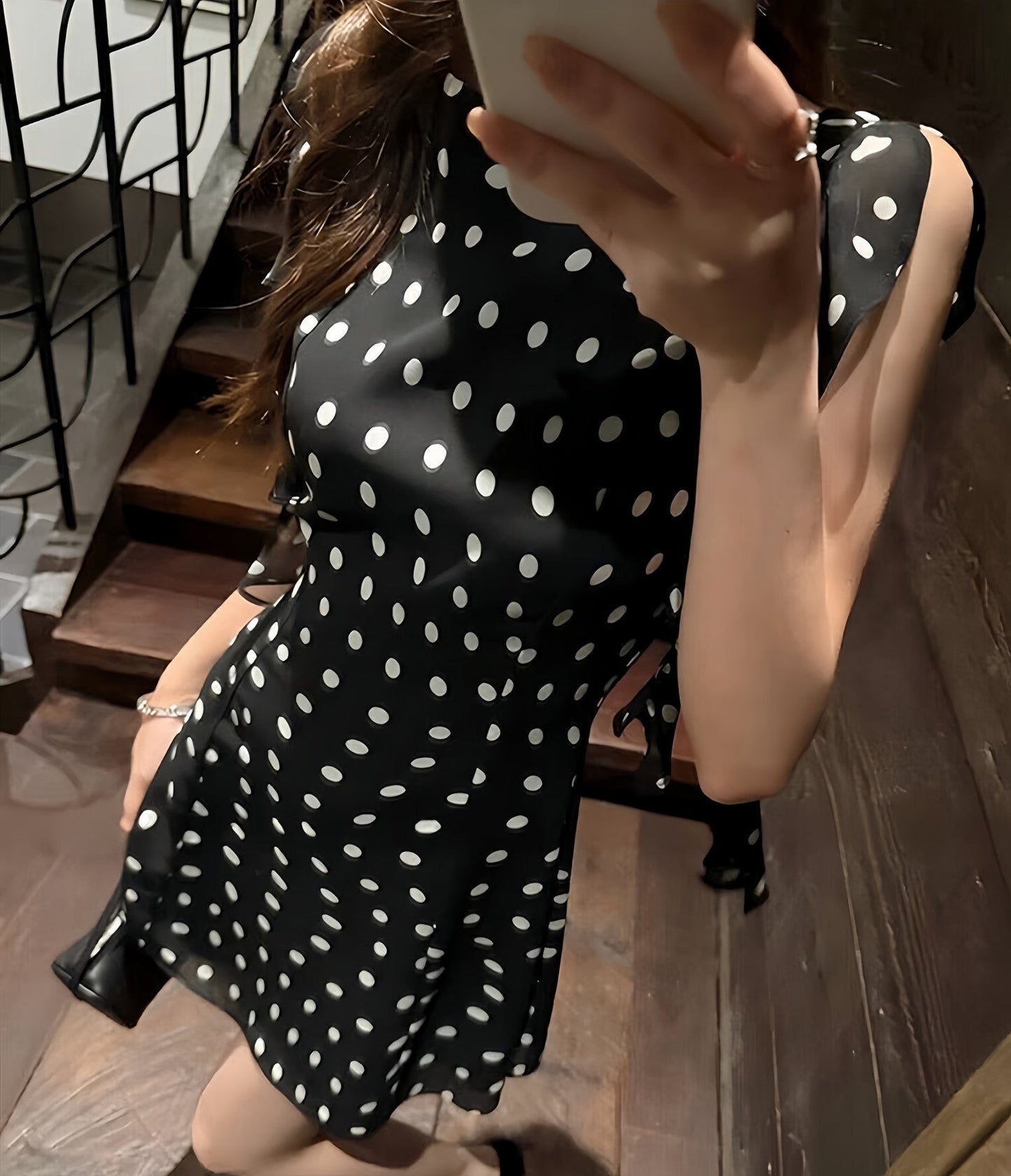 【dress】フリルドットミニワンピース Q8710